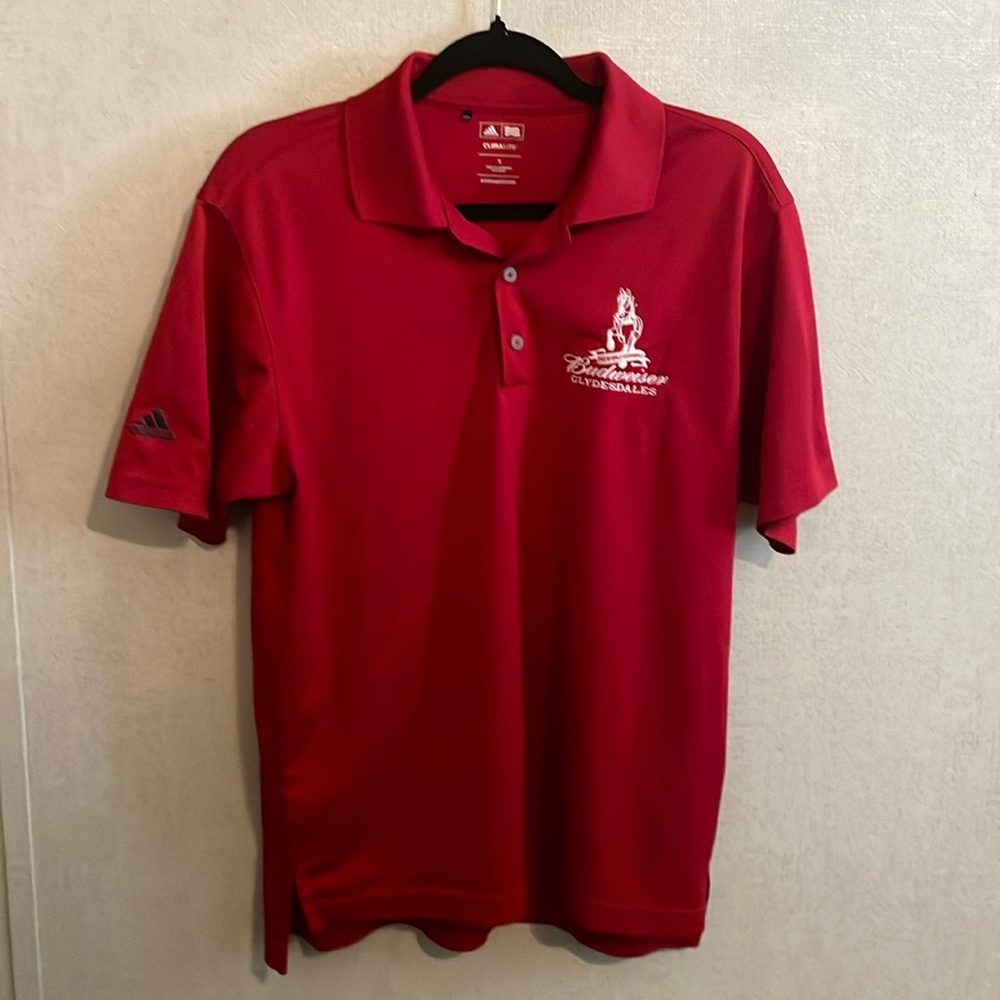 Like new Men’s small, Red adidas Budweiser polo shirt